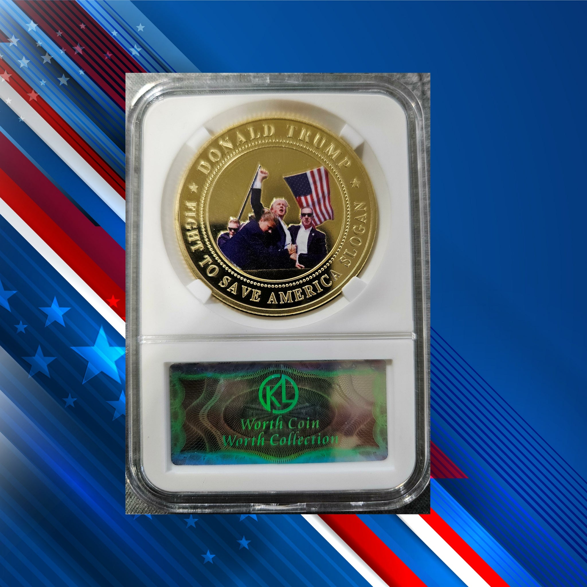 President Donald Trump Mug Shot 2024 Commemorative Gold Plated Coin